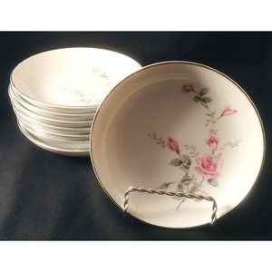 Castle Court Rose Glow Berry Dessert Bowls Fine China Japan 8 Bowls
